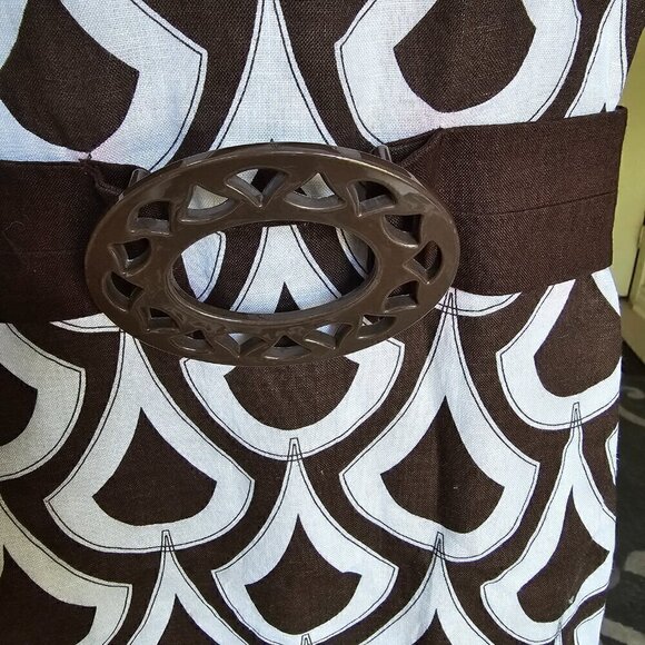 Talbots geometric print brown sleeveless women's dress. size 14 - Picture 5 of 9
